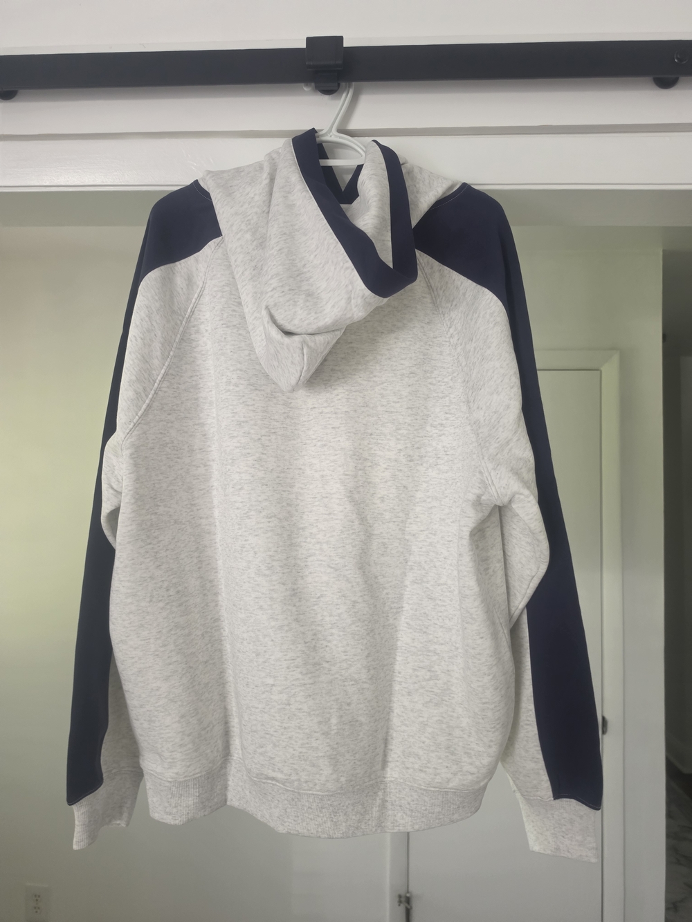 Street Sport Womens Grey Pullover Hoodie with Navy & Burgundy Accents - Picture 5 of 7
